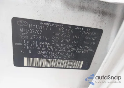 2008 Hyundai Azera Limited из США, поврежденный, VIN KMHFC46F28A274631